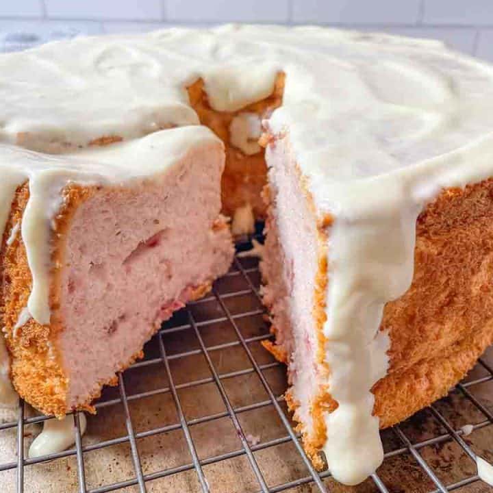 Image for Strawberry Angel Food Cake with Cream Cheese Glaze
