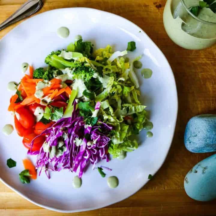 Image for Rainbow Salad With Vegan Green Goddess Dressing (Vegan & Gluten Free)
