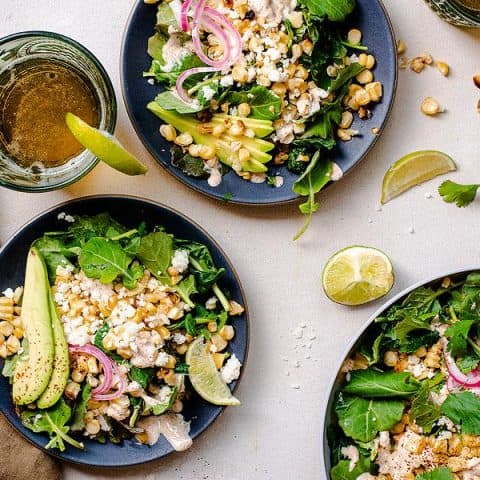 Image for Mexican Elote Street Corn Kale Salad with Spicy Yogurt Lime Dressing
