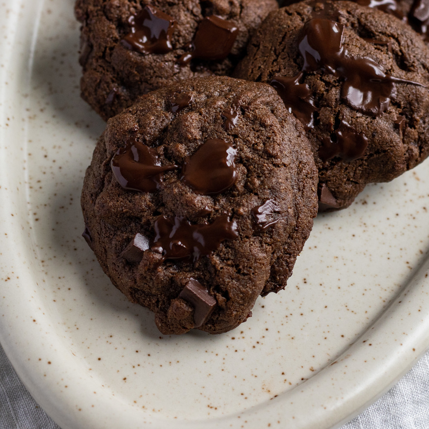 Image for Vegan Mint Double Chocolate Chip Cookies (chickpea flour)